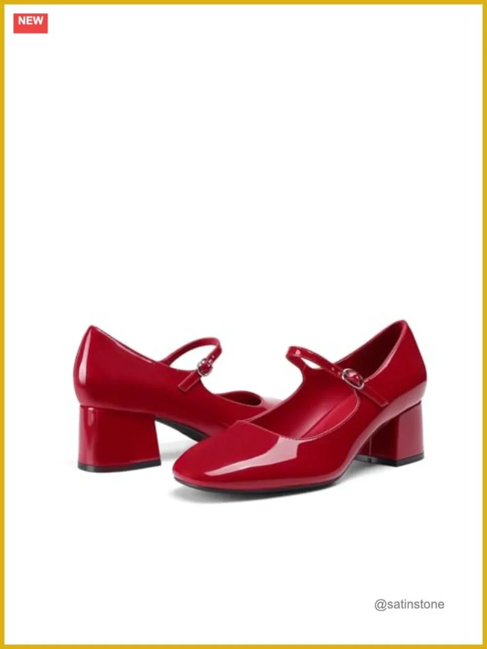 DREAM PAIRS Women's Mary Jane Low Chunky Heel Pumps Faux Leather